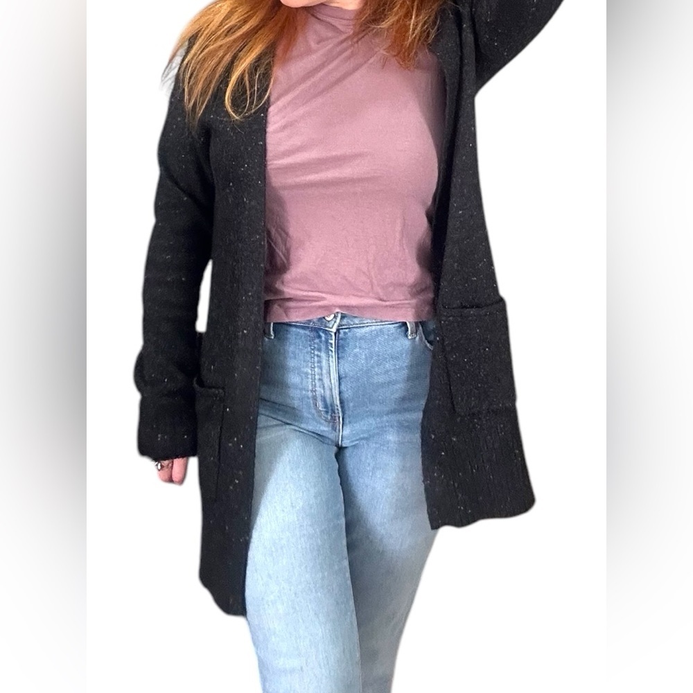 Old Navy Open Cardigan, Black w/ Colorful Stitches Women’s M - Picture 5 of 6